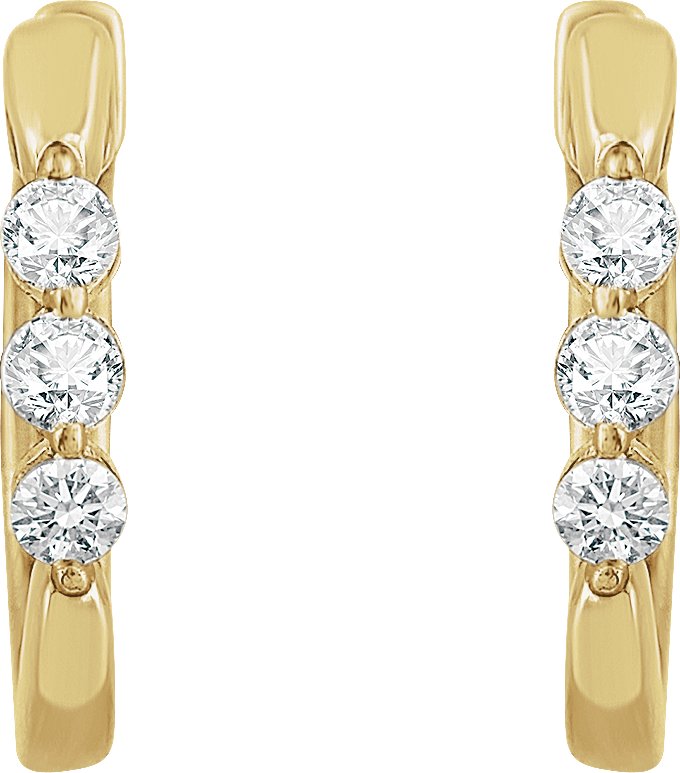 14K Yellow 1/4 CTW Diamond Hoop Earrings  