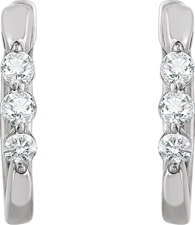 14K White 1/4 CTW Diamond Hoop Earrings  