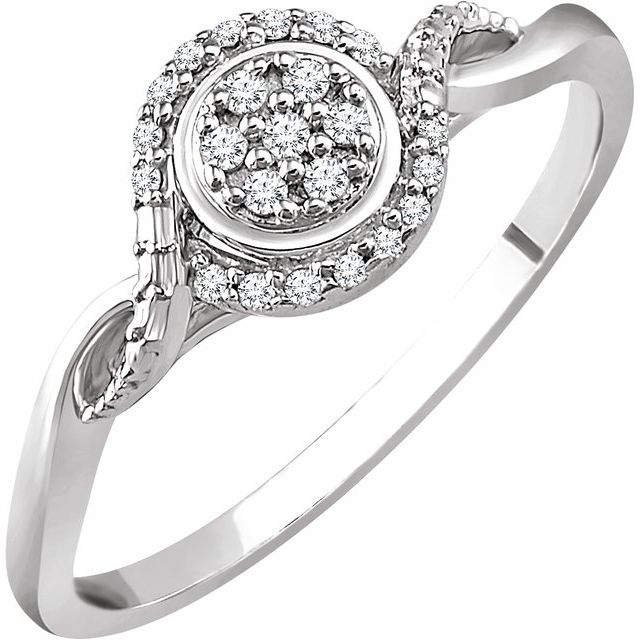 10K White 1/10 CTW Natural Diamond Promise Ring  