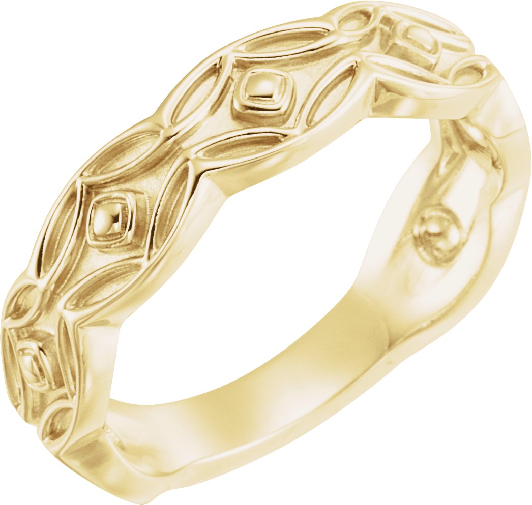 14K Yellow Scalloped Geometric Ring  