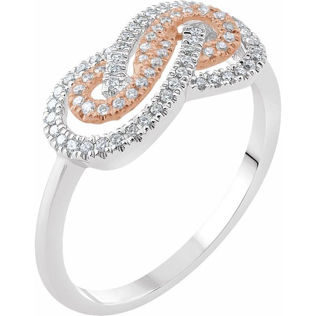 14K White & Rose 1/5 CTW Diamond Infinity-Inspired Ring 