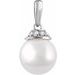 14K White Cultured White Freshwater Pearl & .08 CTW Natural Diamond Pendant   