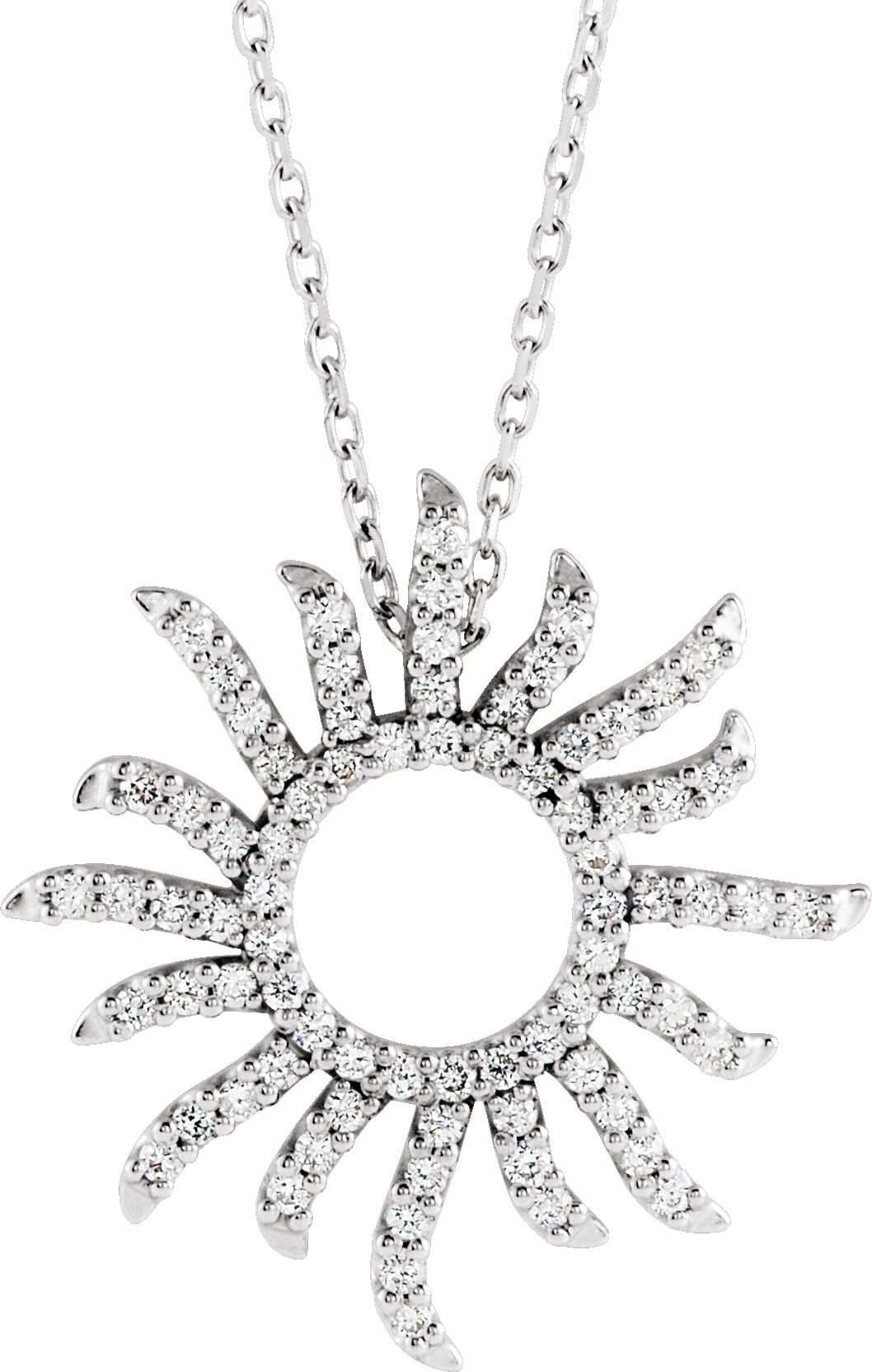 14K White 1/3 CTW Natural Diamond Sun 16 Necklace  