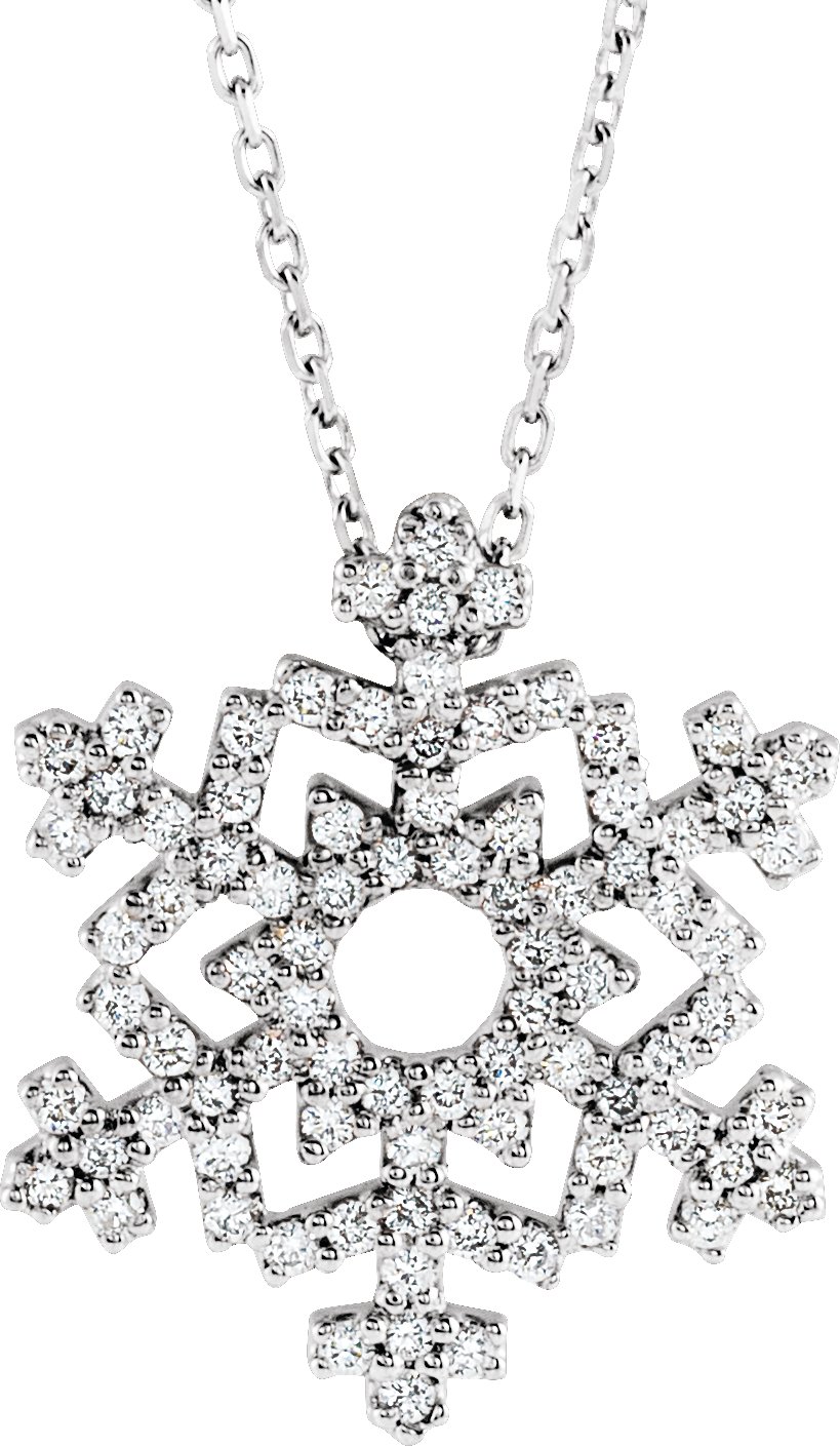 14K White 1/3 CTW Natural Diamond Snowflake 16" Necklace   