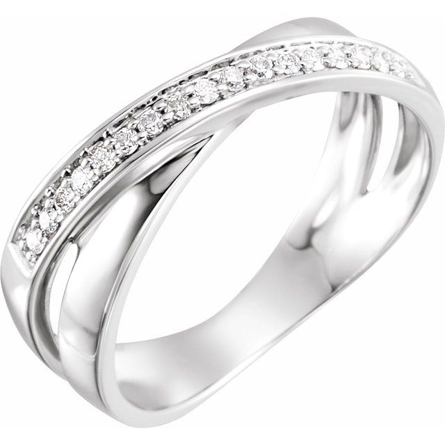 14K White 1/6 CTW Diamond Criss-Cross Ring Size 7