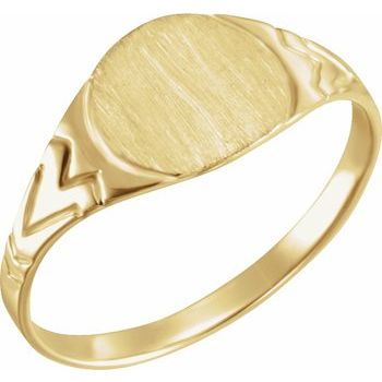 14K Yellow 6 mm Round Youth Signet Ring
