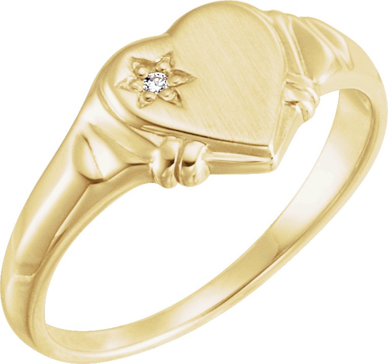 14K Yellow .005 CT Diamond Heart Ring