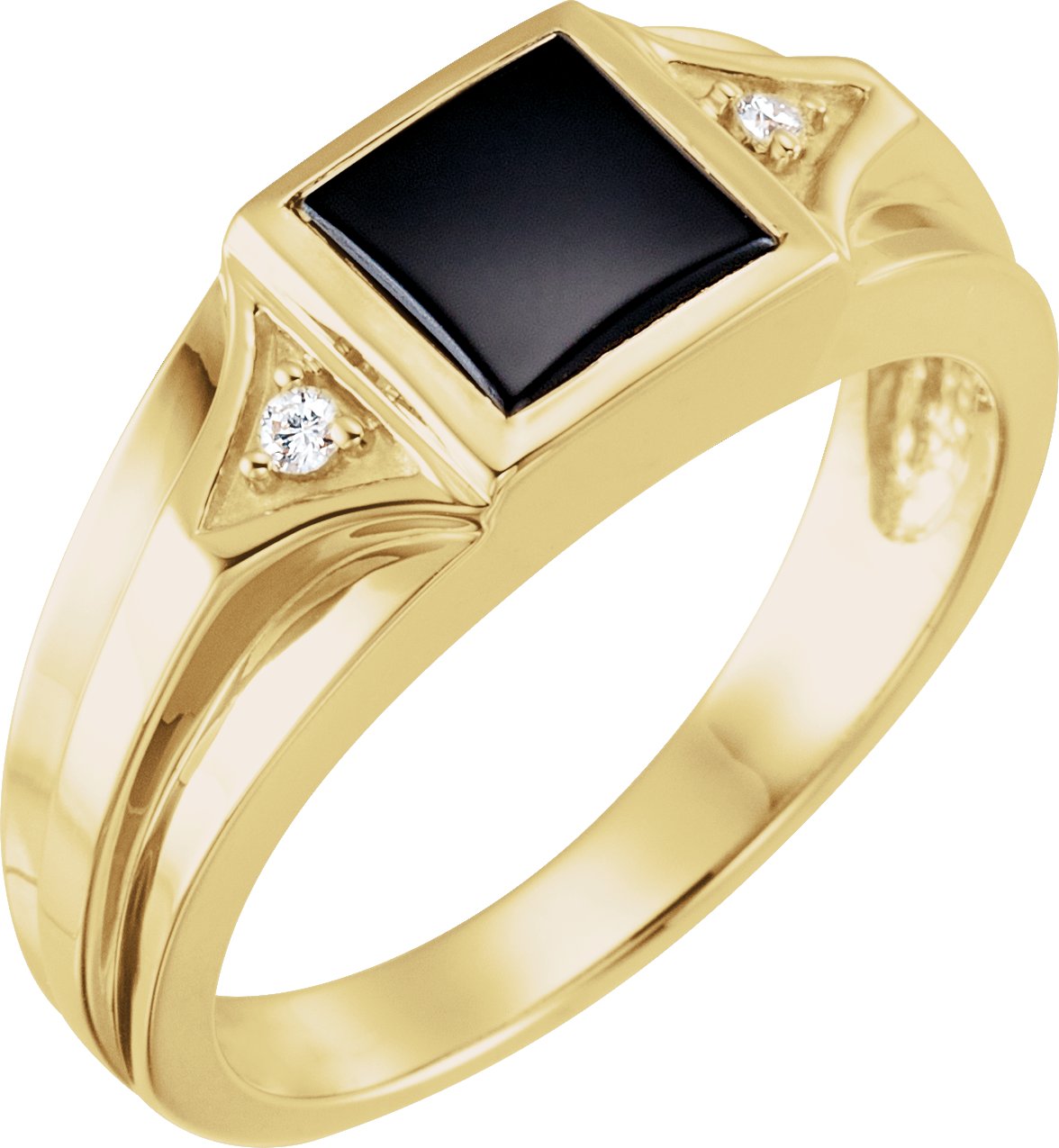 14K Yellow Onyx and .04 CTW Diamond Bezel Set Ring Ref 258724
