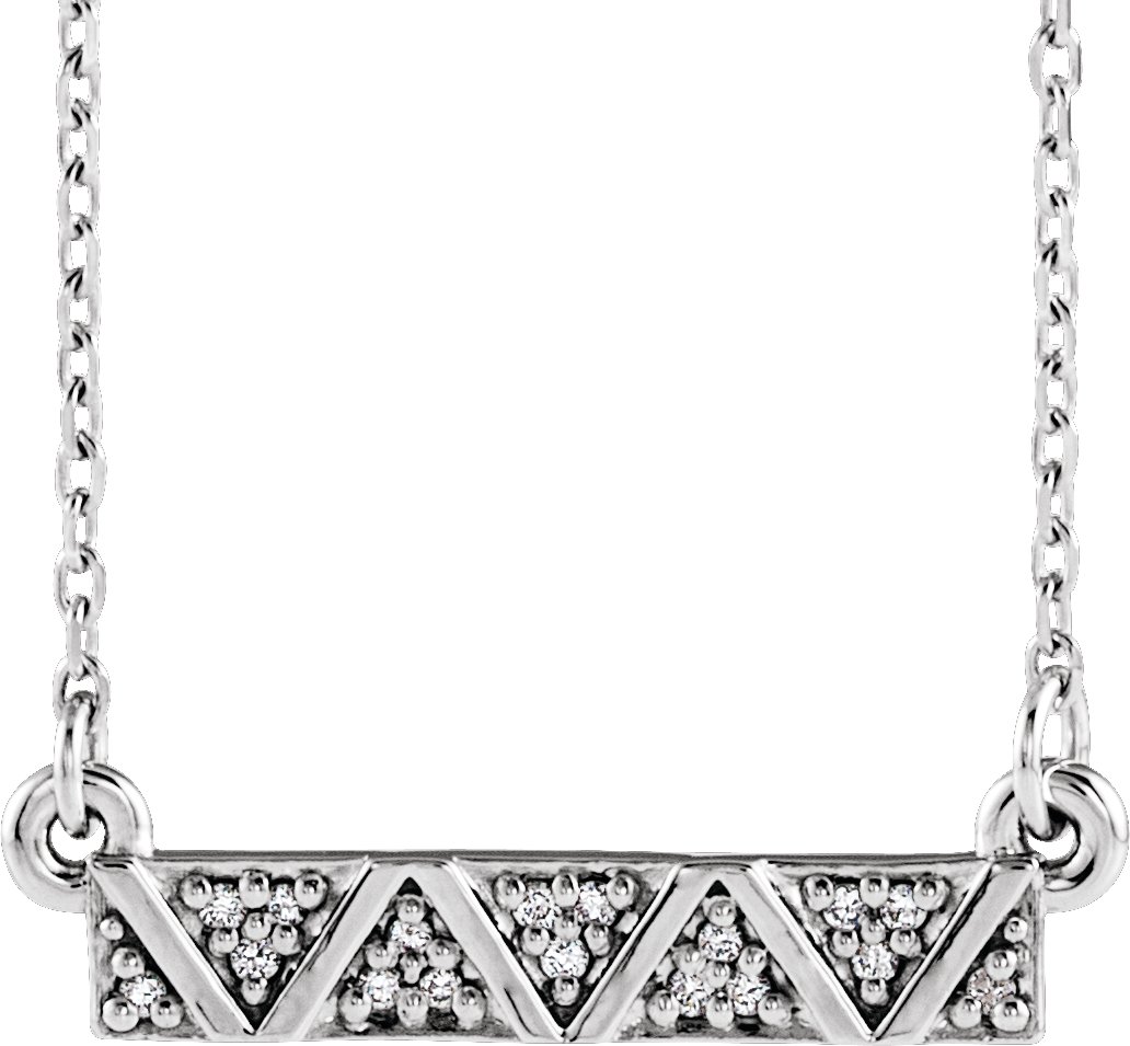 14K White .05 CTW Natural Diamond Geometric Bar 16-18" Necklace  