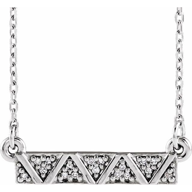 14K White .05 CTW Natural Diamond Geometric Bar 16-18" Necklace  