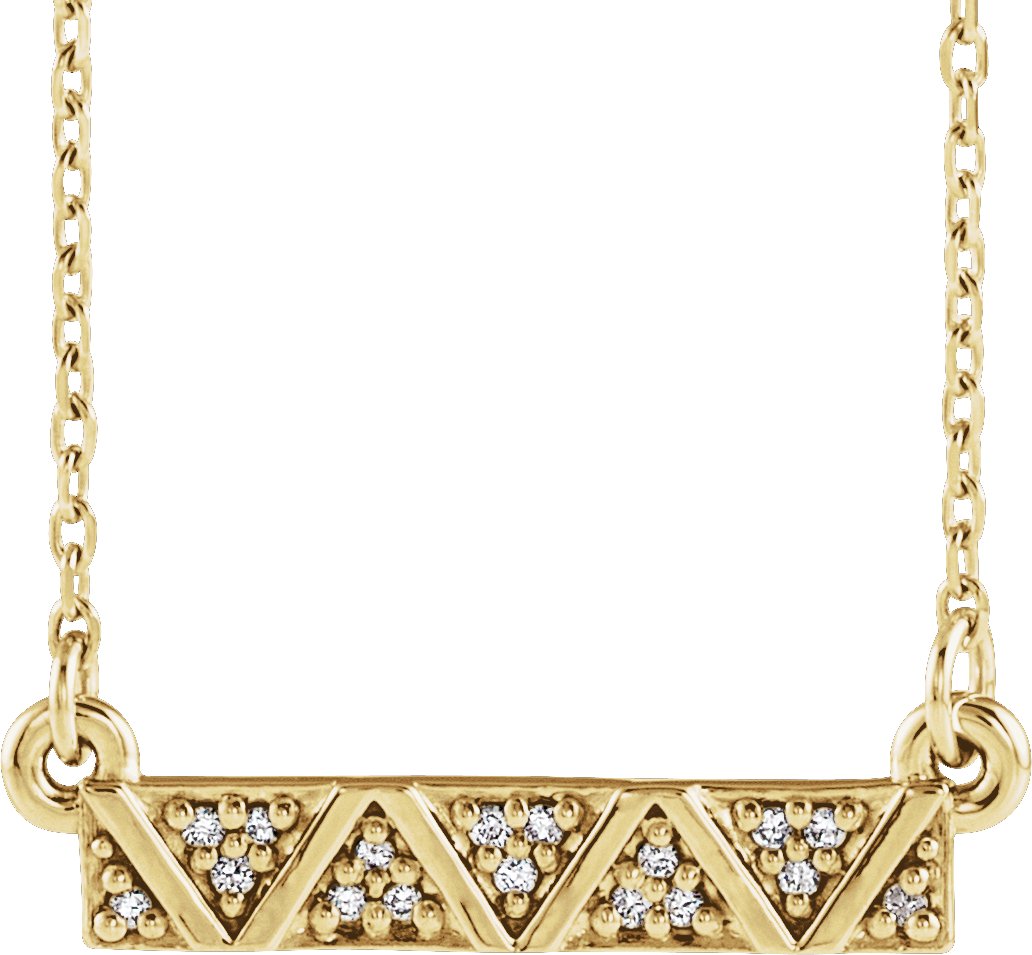 14K Yellow .05 CTW Diamond Geometric Bar 16-18" Necklace  