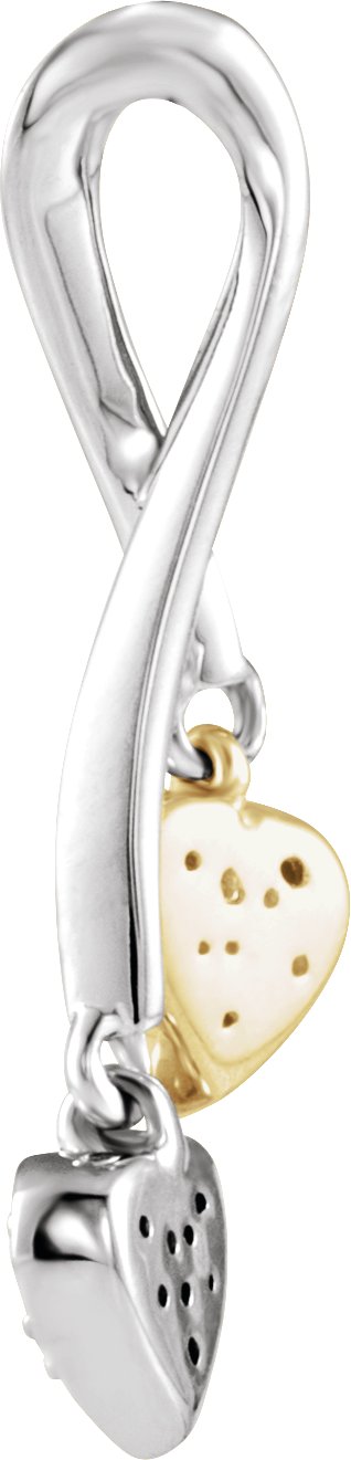 Alternative view of .08 CTW Natural Diamond Double Heart Pendant – 14K White/Yellow Gold