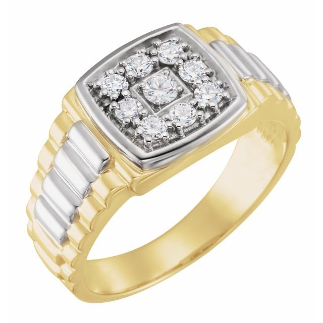 14K Yellow/White 3/8 CTW Natural Diamond Ring