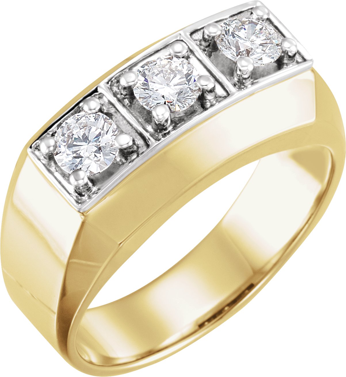 14K Yellow & White 1 CTW Diamond Men-s Ring
