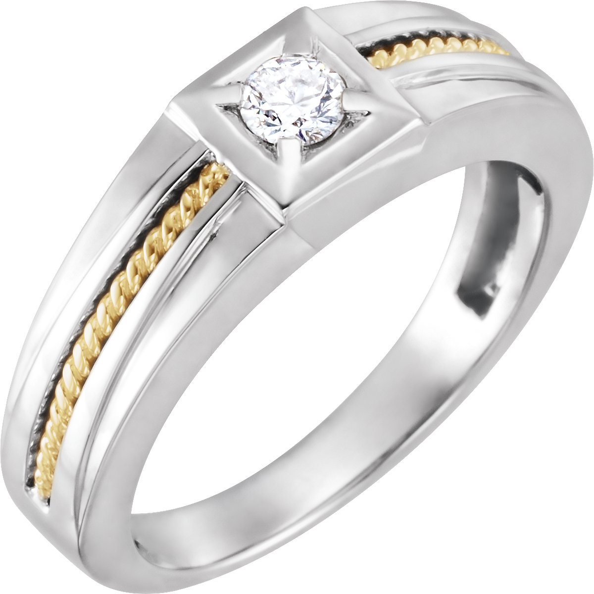 14K White/Yellow 1/4 CTW Natural Diamond Rope Ring