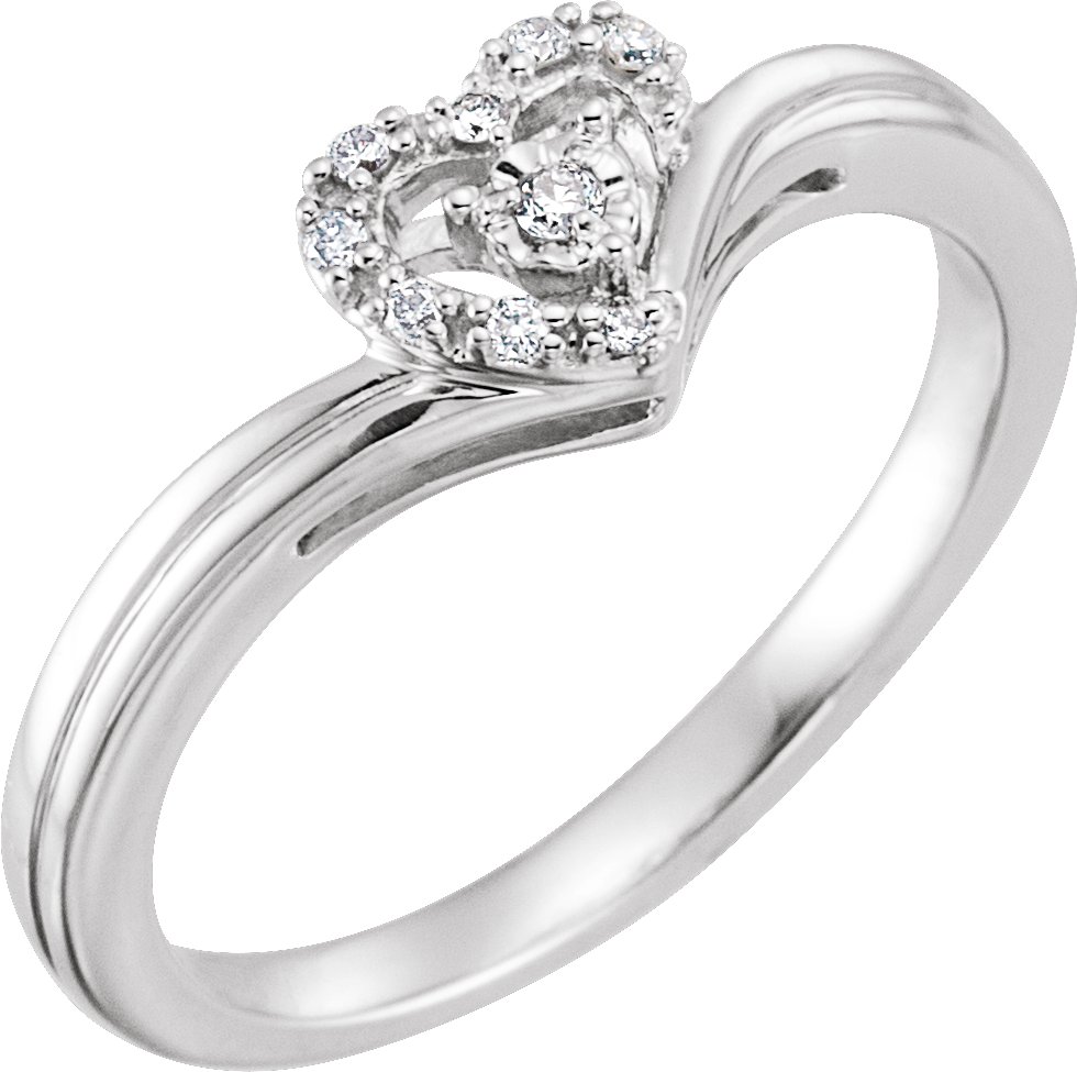 10K White .06 CTW Natural Diamond Heart Promise Ring