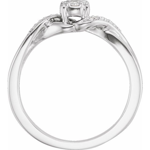 10K White 1/8 CTW Natural Diamond Cluster Promise Ring
