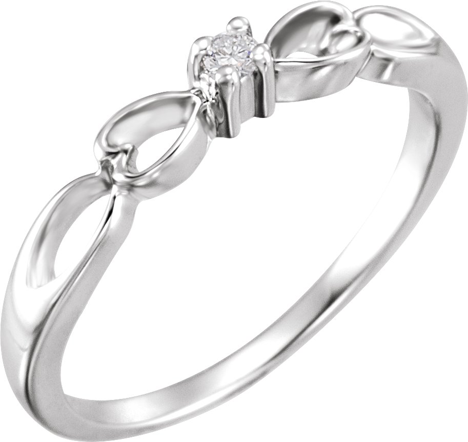 14K White .03 CT Youth Natural Diamond Heart Ring