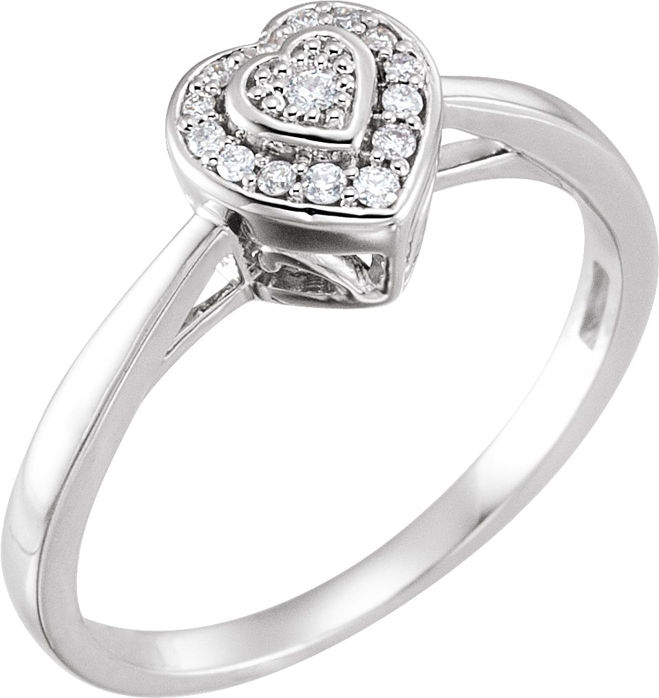 10K White .08 CTW Diamond Heart Promise Ring  