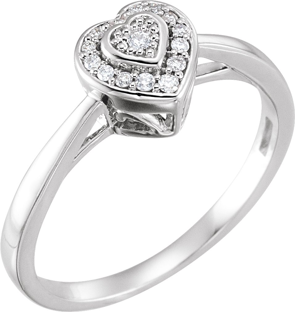 10K White .08 CTW Diamond Heart Promise Ring