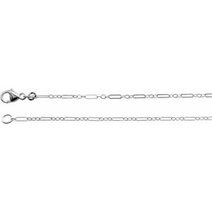 14K White 1.6 mm Knurled Figaro 20" Chain with Lobster Clasp  