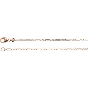 14K Rose 1.6 mm Knurled Figaro 24" Chain with Lobster Clasp  