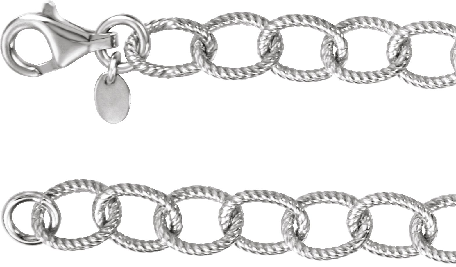 Sterling Silver Knurled Cable 16" Chain   