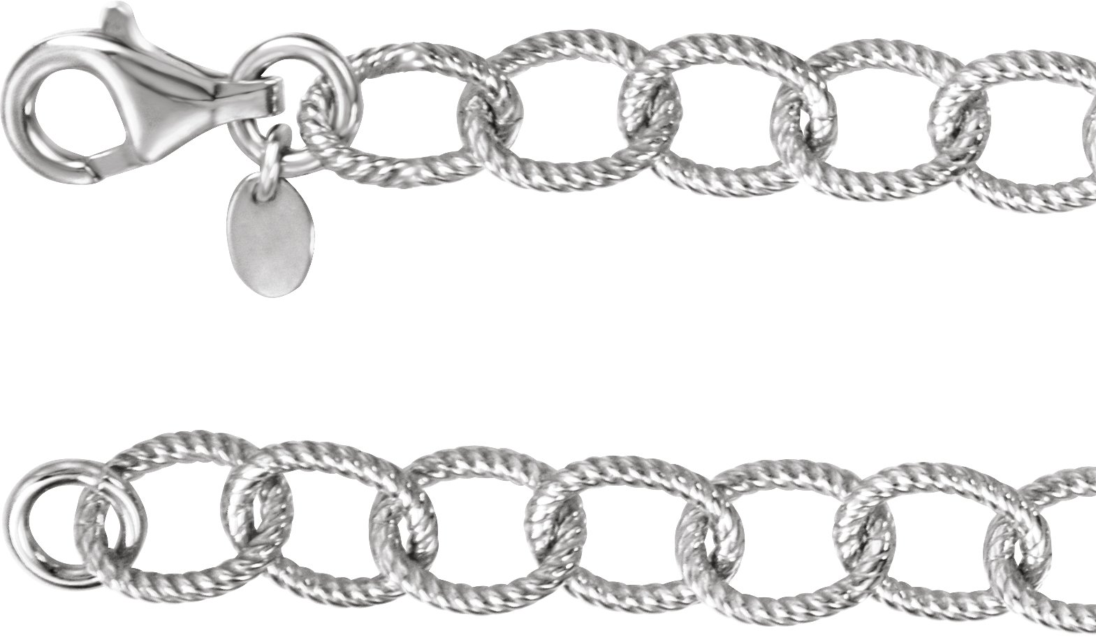 Sterling Silver Knurled Cable 7  Chain   