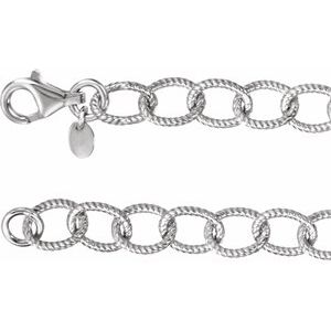 Sterling Silver Knurled Cable 18" Chain   