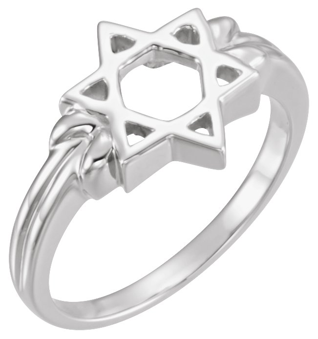 14K White Star of David Ring