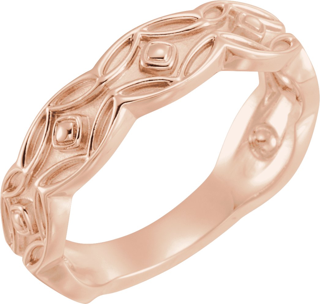 14K Rose Scalloped Geometric Ring  