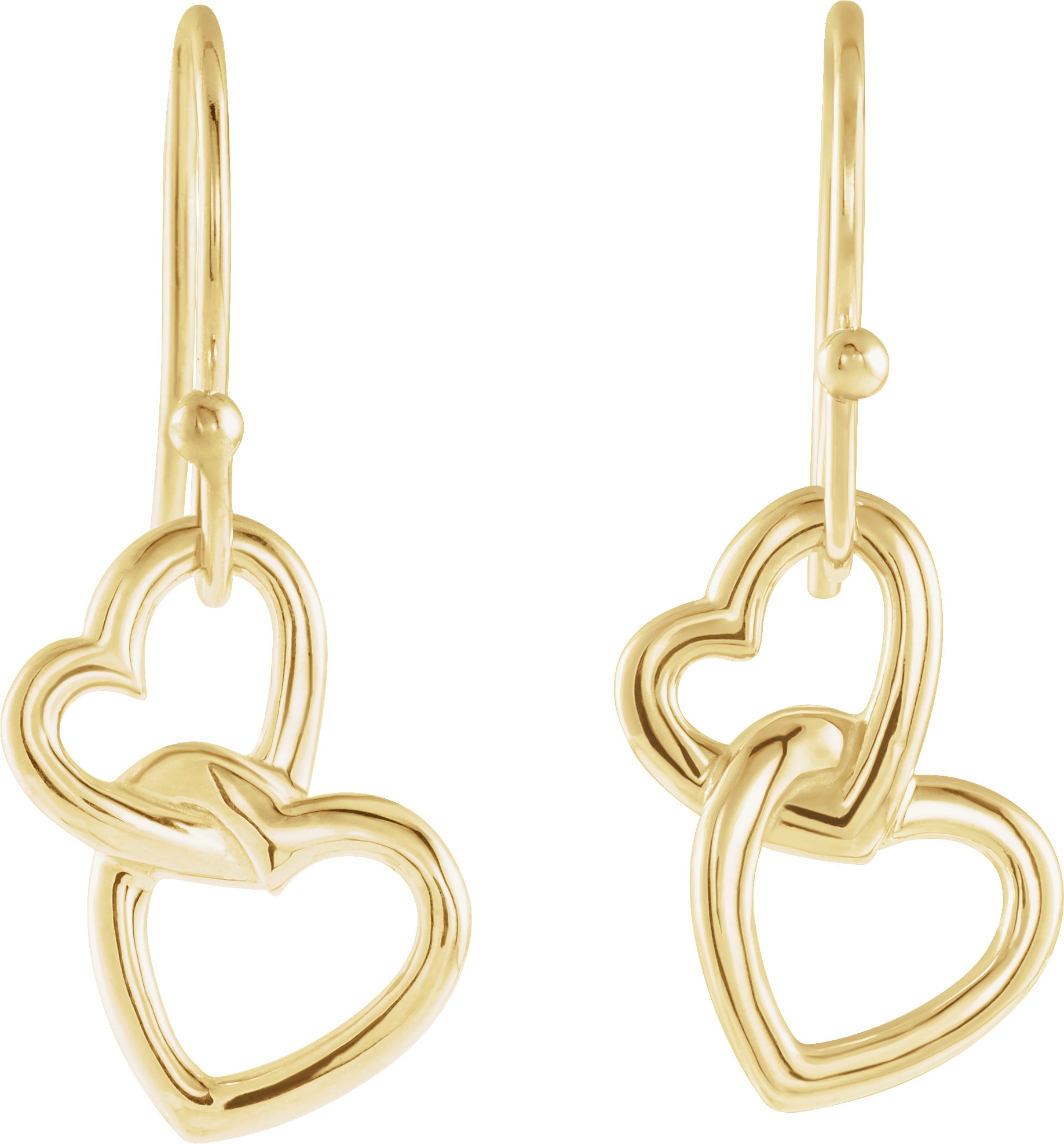 14K Yellow Interlocking Heart Earrings