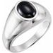 14K White Natural Black Onyx Bezel-Set Ring