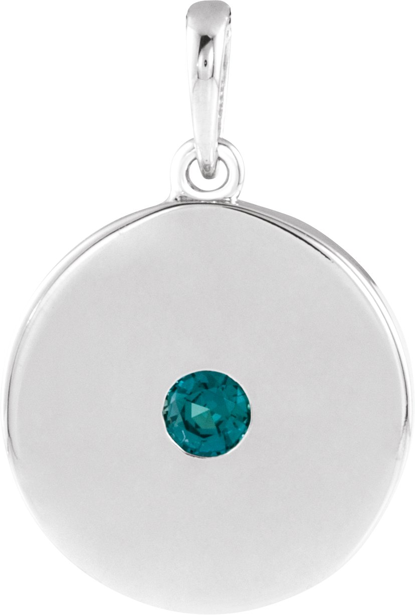 14K White Lab-Grown Alexandrite Disc Pendant