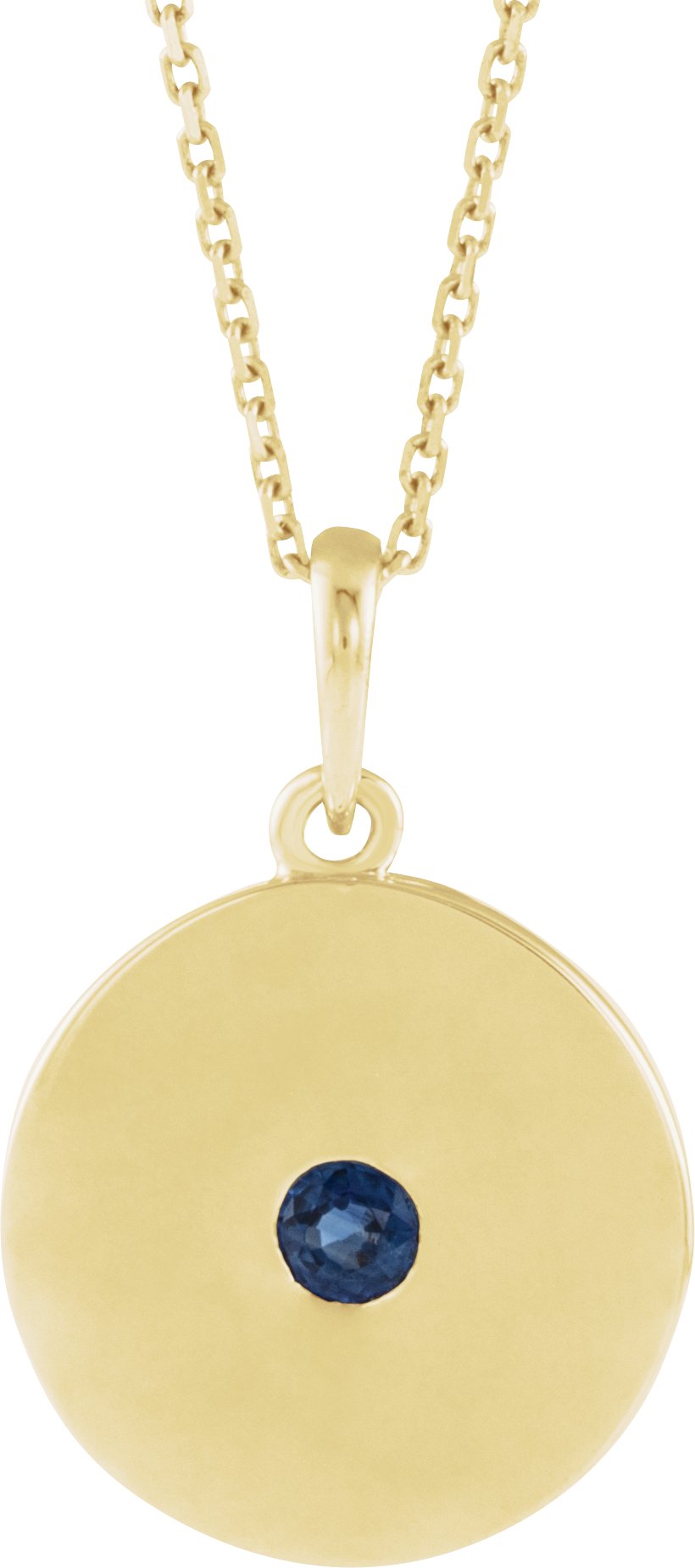 14K Yellow Blue Sapphire Disc 16-18" Necklace 