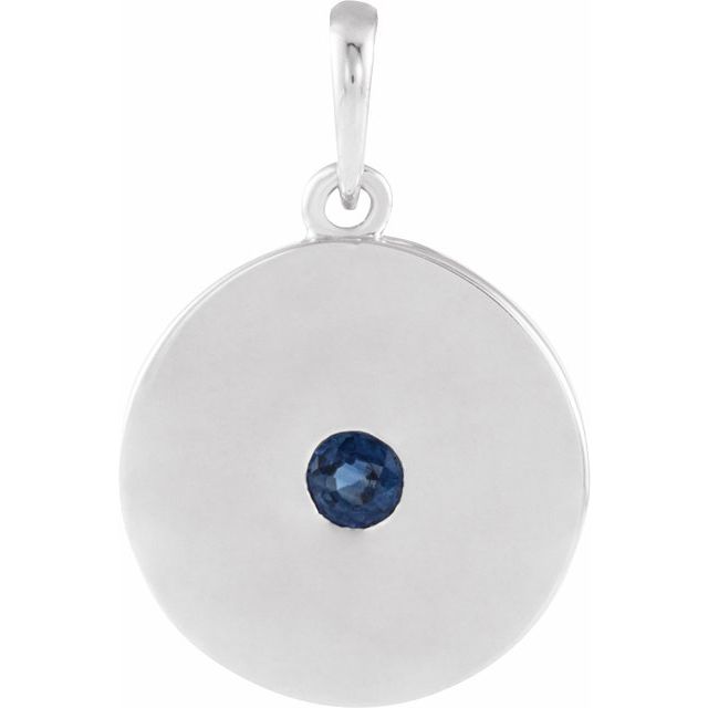 Sterling Silver Natural Blue Sapphire Disc Pendant