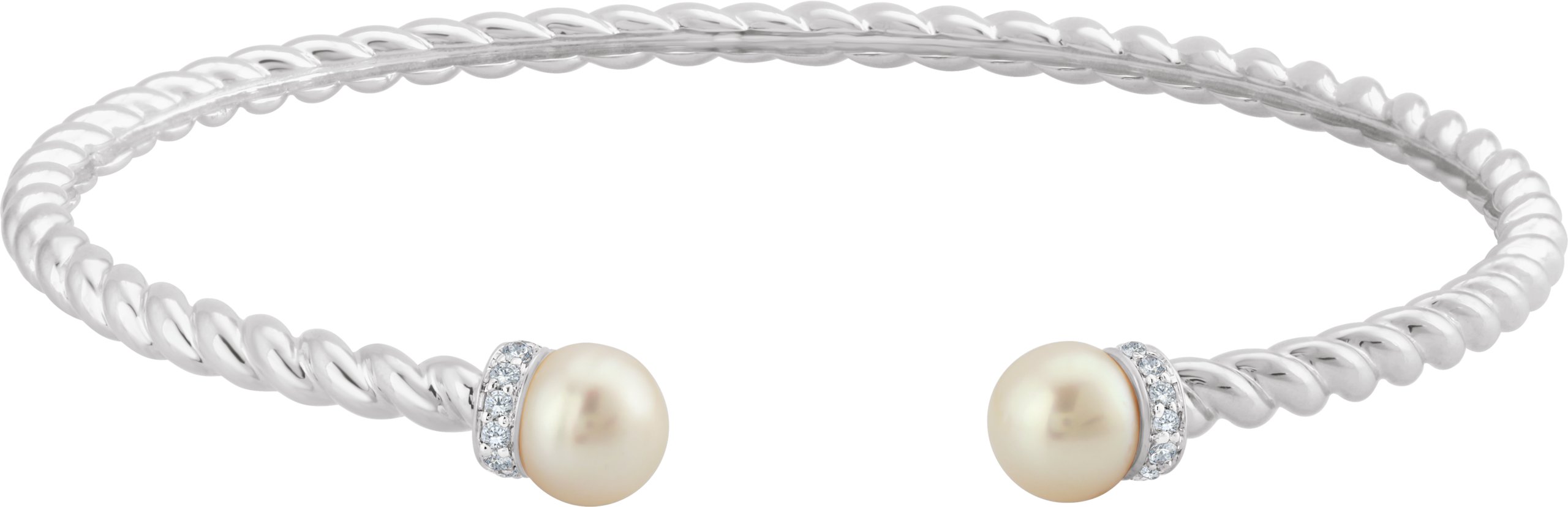 14K White Freshwater Cultured Pearl and .10 CTW Diamond Cuff Bracelet Ref. 12997488