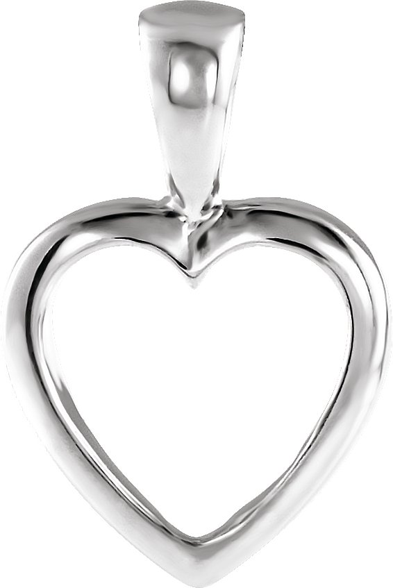 Sterling Silver 15x10 mm Open Heart Pendant