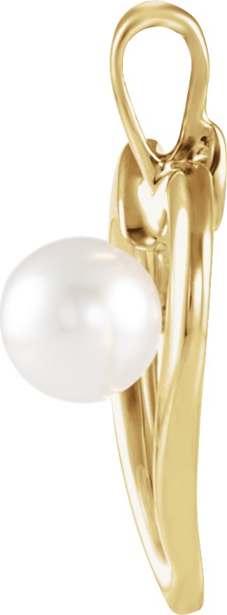 Alternative view of Cultured Pearl Heart Pendant – 14K Yellow Gold
