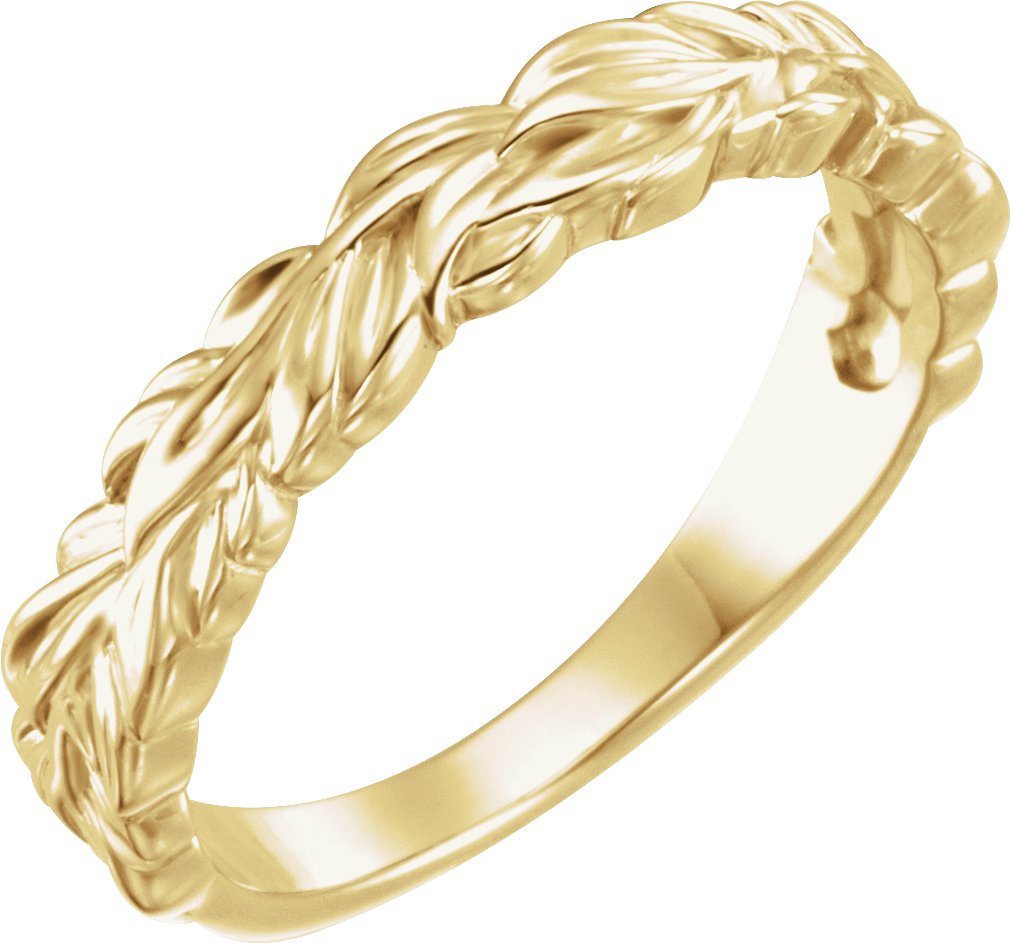 14K Yellow Stackable Leaf Ring 