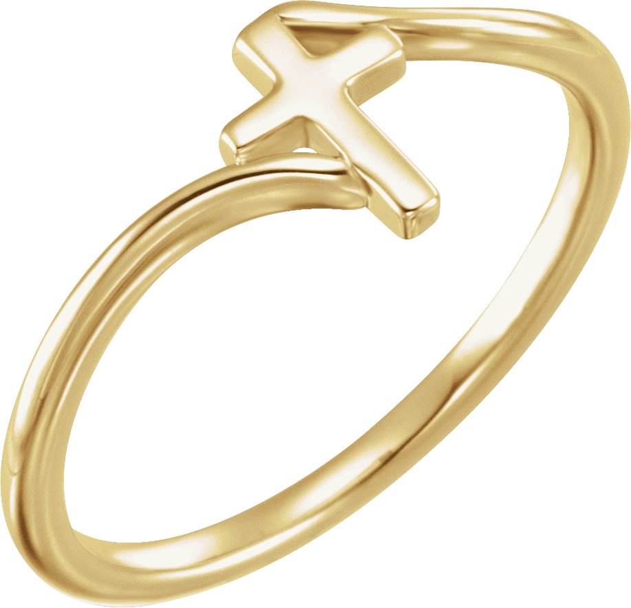 14K Yellow Cross Bypass Ring  