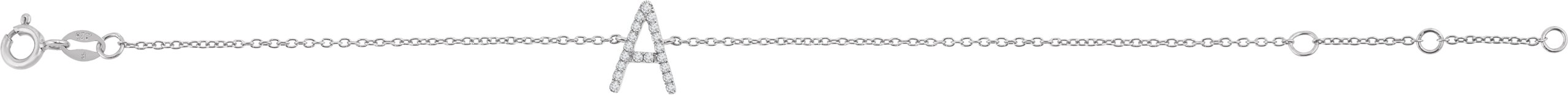 14K White  1/10 CTW Diamond Initial A 6-7 Bracelet