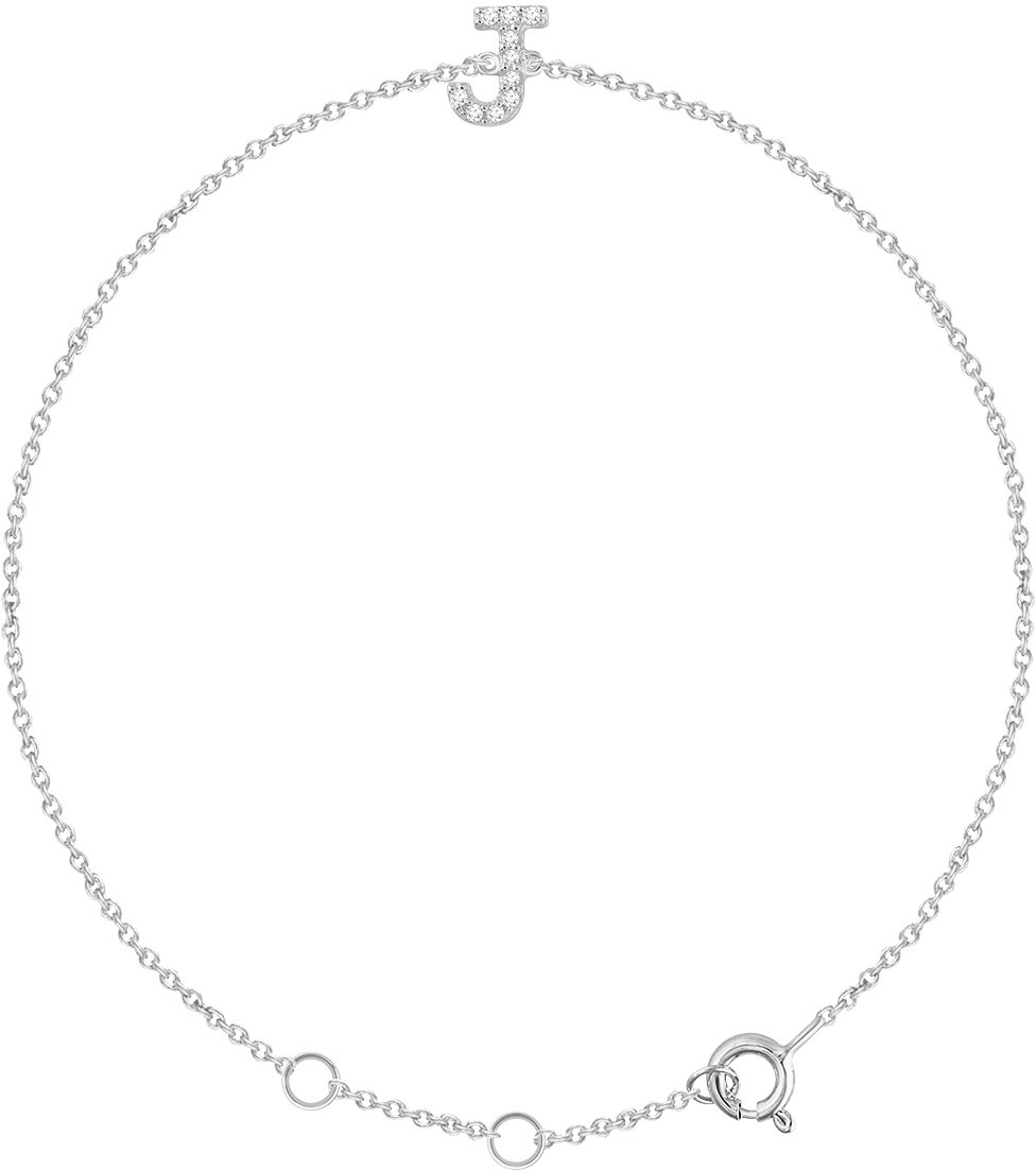 14K White .05 CTW Natural Diamond Initial J 6-7" Bracelet