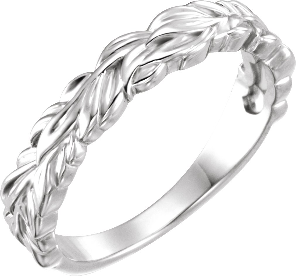 14K White Stackable Leaf Ring 