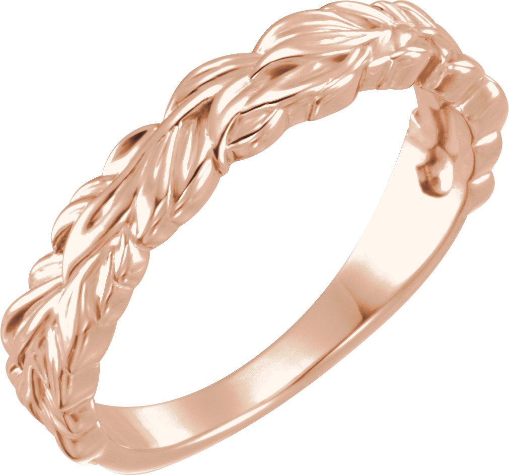 14K Rose Stackable Leaf Ring 