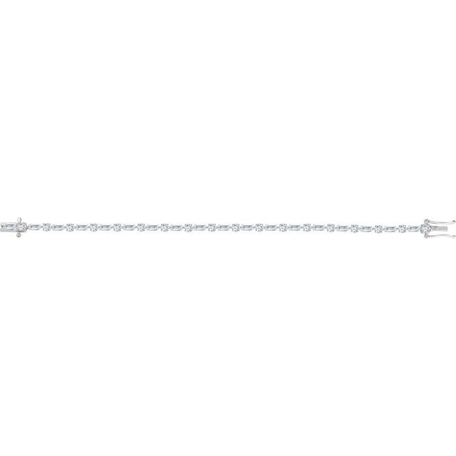 Sterling Silver imitation White Cubic Zirconia Line 7 Bracelet