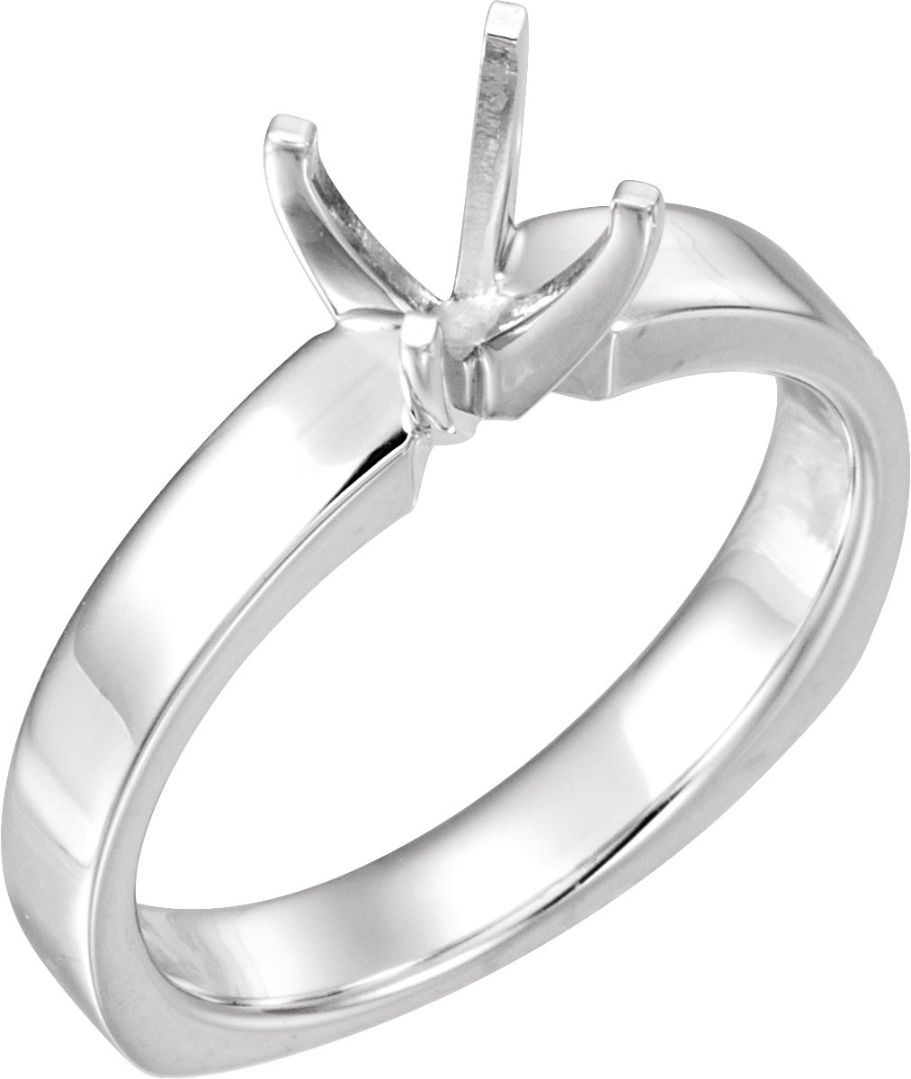 14K White 6 6.6 mm Round 4 Prong Square Shank Ring Mounting Stuller