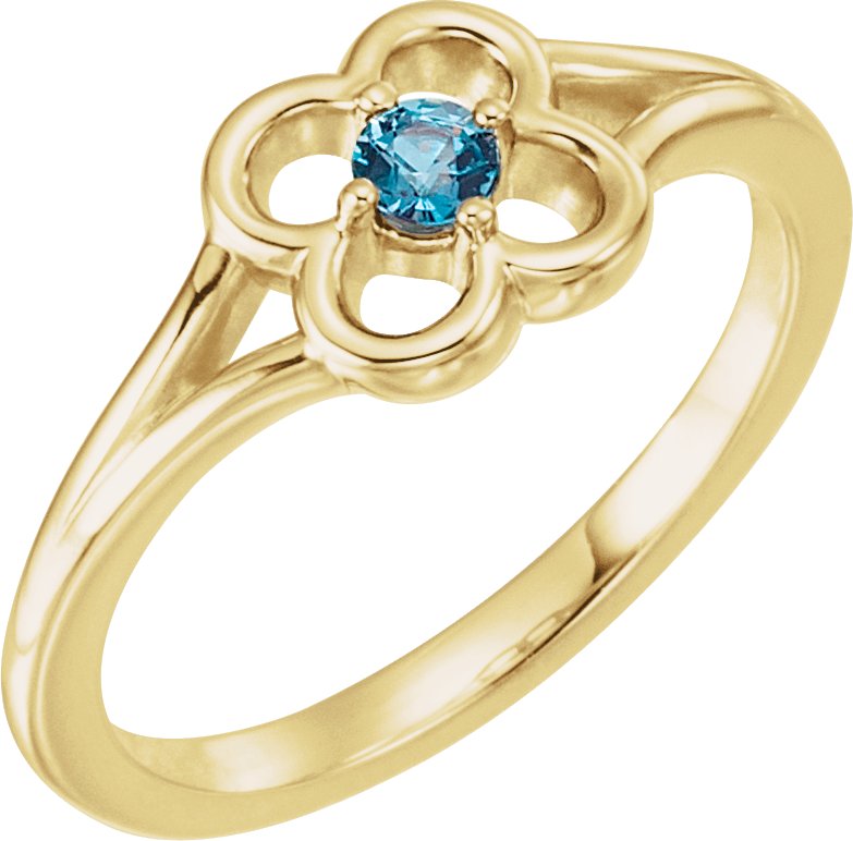 14K Yellow Alexandrite Flower Youth Ring