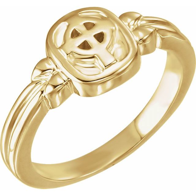 10K Yellow Celtic-Inspired Cross Ring