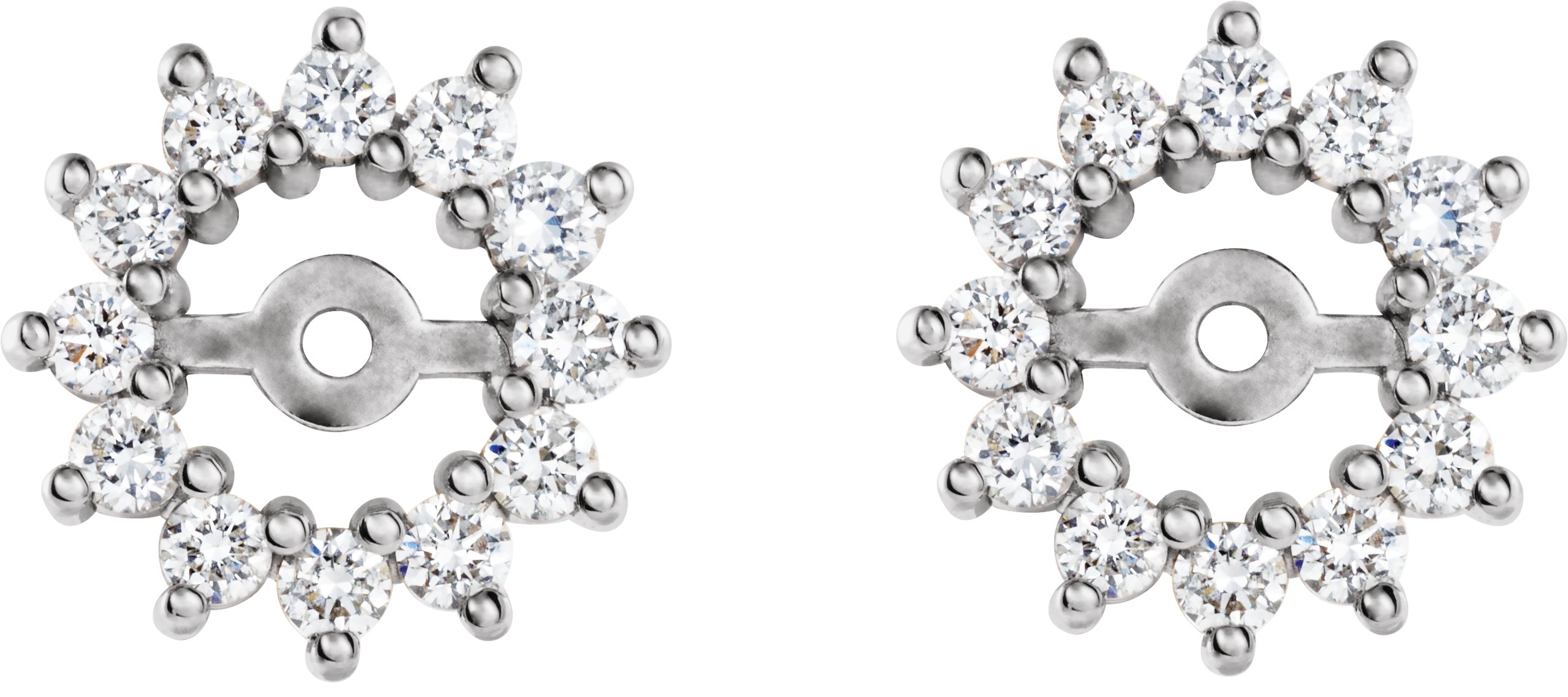 14K White 3/8 CTW Diamond Earring Jackets with 4.2mm ID 